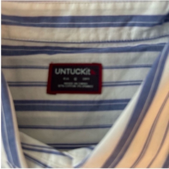 NWT UNTUCKit Women’s PERSE Blue and White Striped Button Down Shirt Size 6 - Picture 4 of 10
